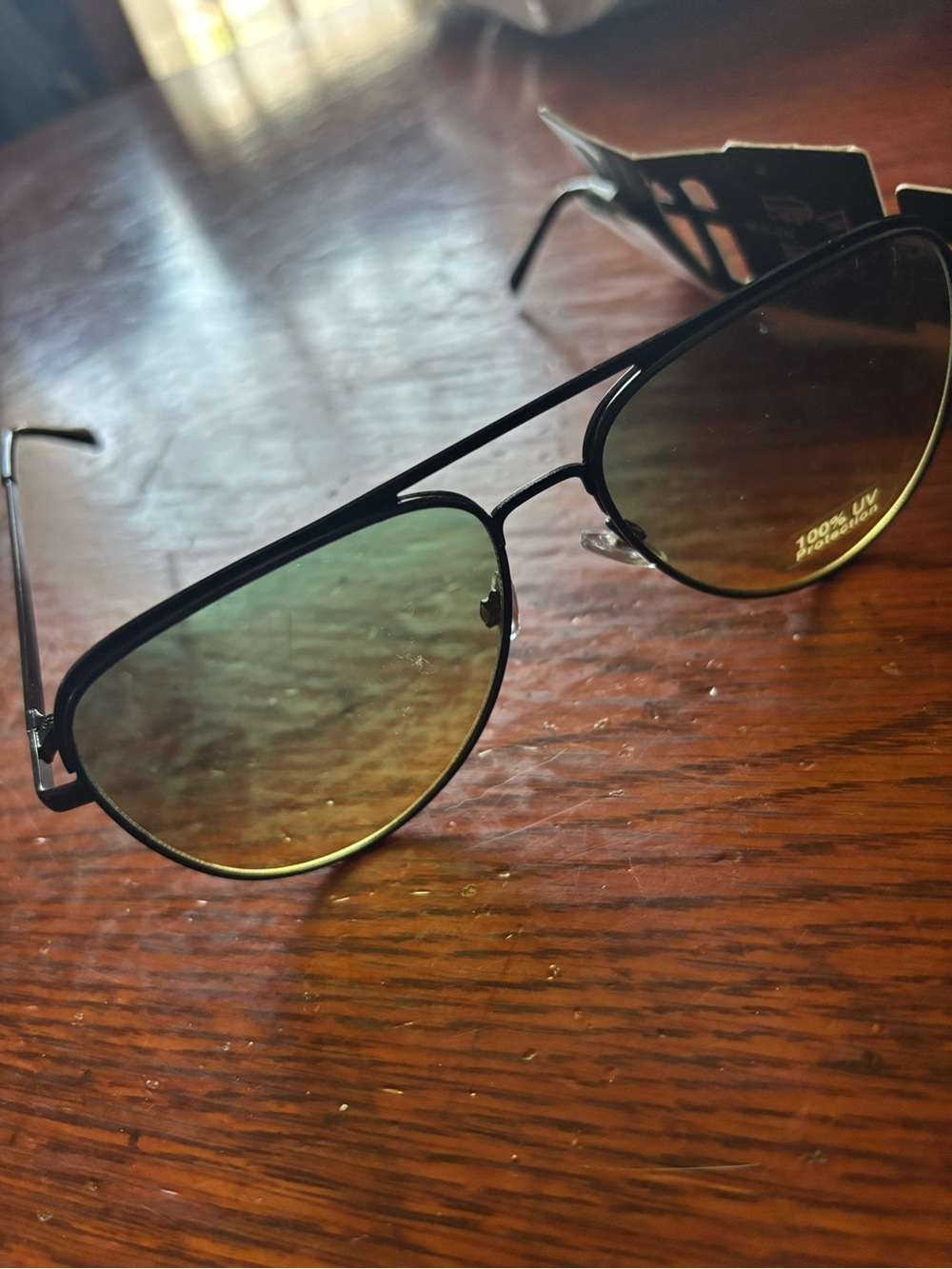 Aviator Sunglasses with Green Gradient Lenses